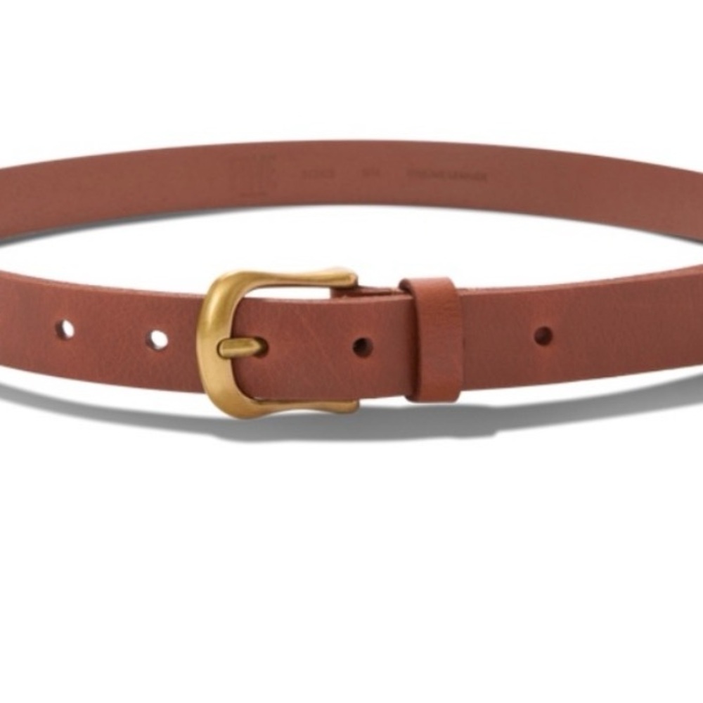 Frye Tan Leather Belt with Gold Buckle